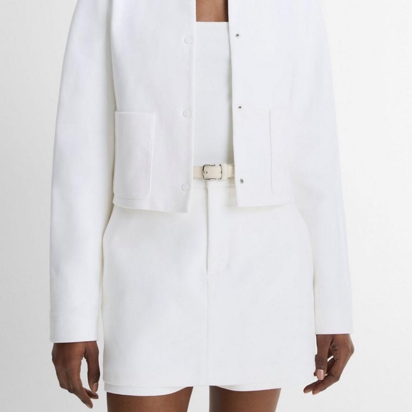 Elegant White Women's Jacket and skirt
